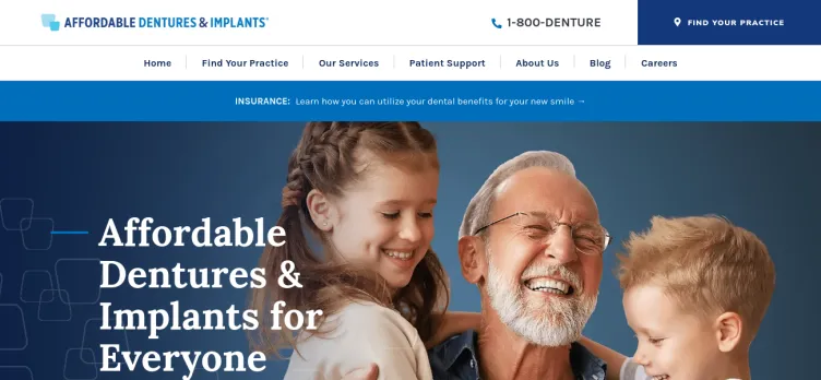 Screenshot Affordable Dentures & Implants / Affordable Care