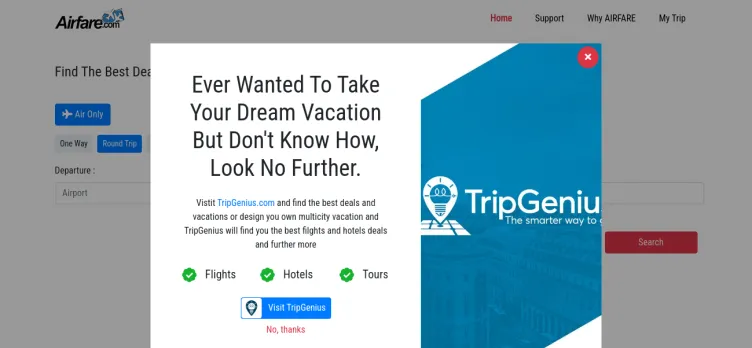 Screenshot Airfare.com