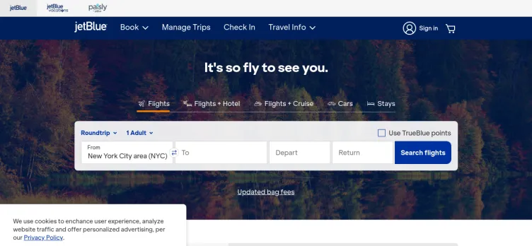 Screenshot JetBlue Airways