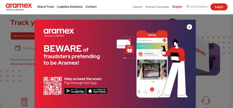 Screenshot Aramex International