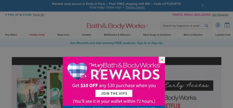 Screenshot Bath & Body Works Direct