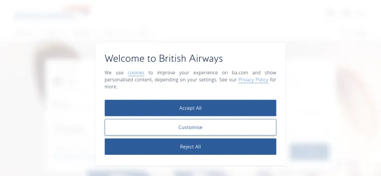 Screenshot British Airways