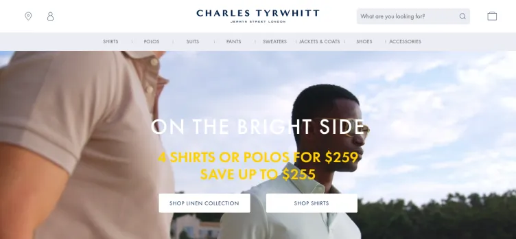 Screenshot Charles Tyrwhitt Shirts