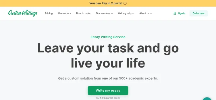 Screenshot Customwritings.com