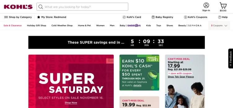 Screenshot Kohl's