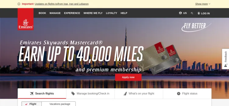 Screenshot Emirates