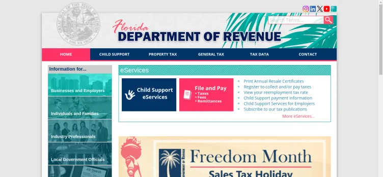 Screenshot Florida Department of Revenue