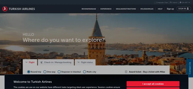 Screenshot Turkish Airlines