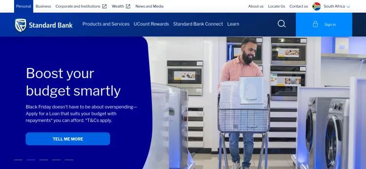 Screenshot Standard Bank South Africa