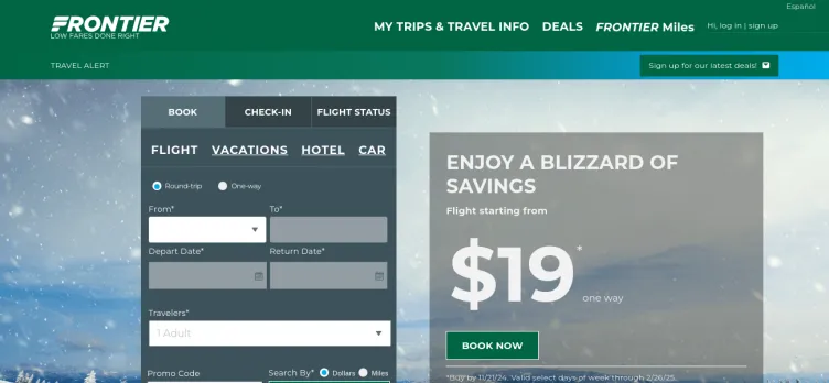 Screenshot Frontier Airlines