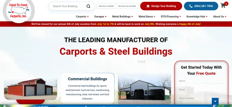 Screenshot Coast To Coast Carports