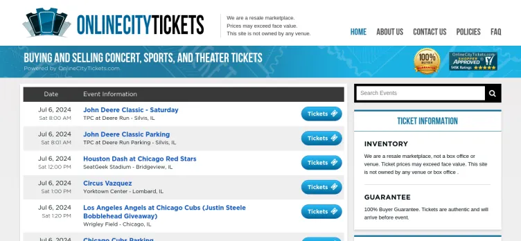 Screenshot OnlineCityTickets.com