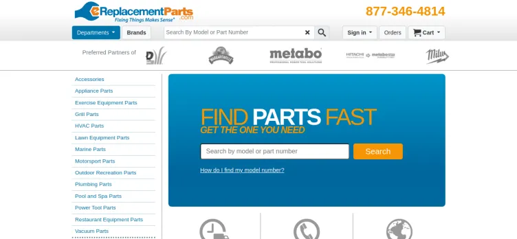 Screenshot eReplacementParts.com