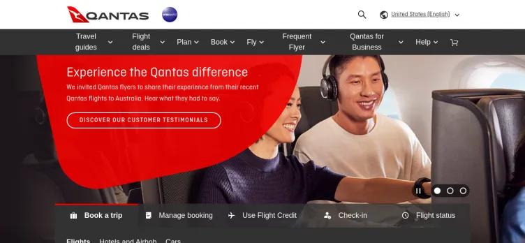 Screenshot Qantas Airways