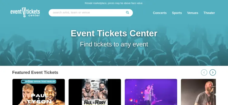 Screenshot EventTicketsCenter