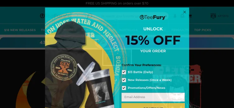 Screenshot TeeFury