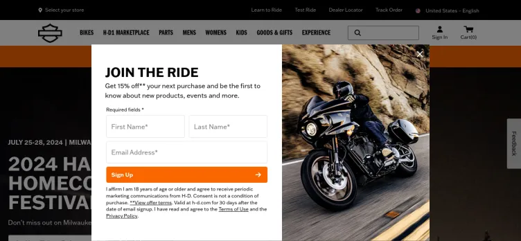 Screenshot Harley Davidson