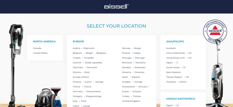 Screenshot Bissell Homecare