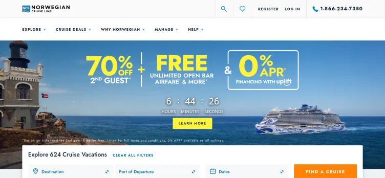 Screenshot Norwegian Cruise Line