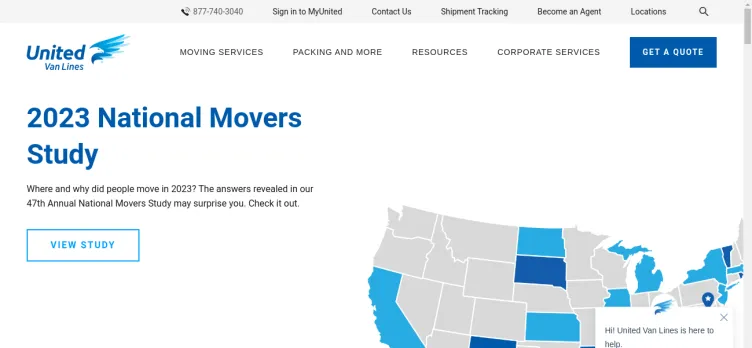 Screenshot United Van Lines