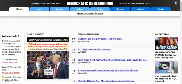 Screenshot Democratic Underground