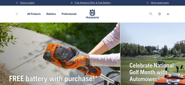 Screenshot Husqvarna Professional Products