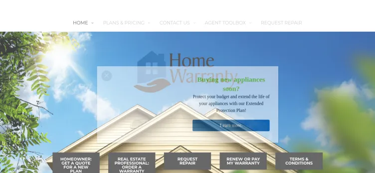 Screenshot Home Warranty of the Midwest