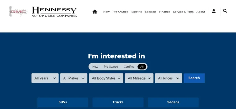 Screenshot Hennessy Automobile Companies