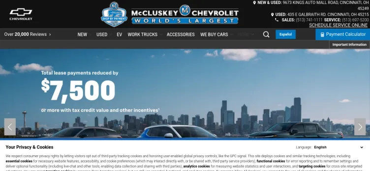 Screenshot McCluskey Chevrolet