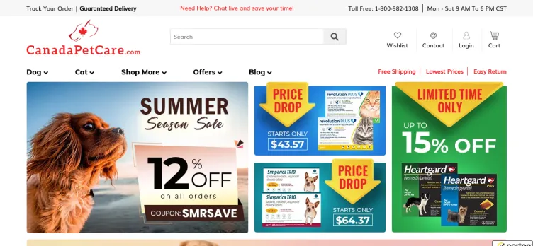Screenshot CanadaPetCare