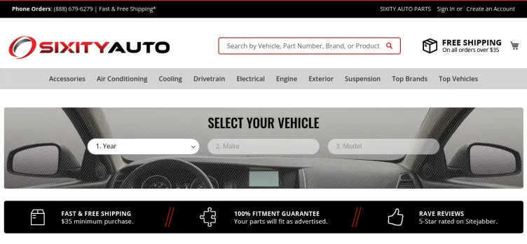 Screenshot Sixity Auto Parts