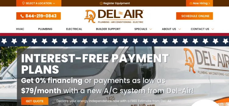 Screenshot Del-Air Heating, Air Conditioning, Plumbing And Electrical