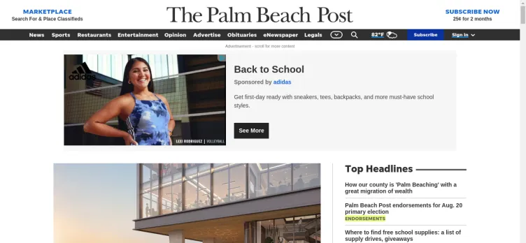 Screenshot Palm Beach Newspapers