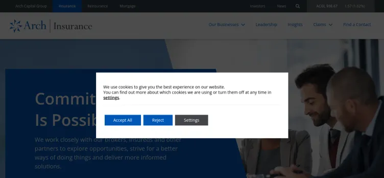 Screenshot Arch Insurance Group