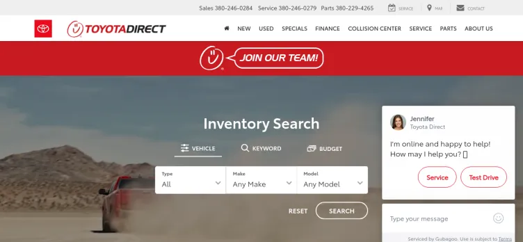 Screenshot Toyota Direct