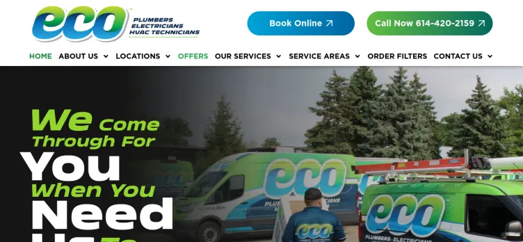 Screenshot Eco Plumbers, Electricians, and HVAC Technicians