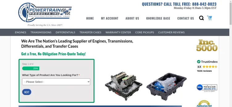 Screenshot Powertrain Products