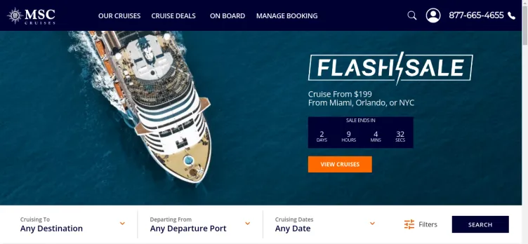 Screenshot MSC Cruises