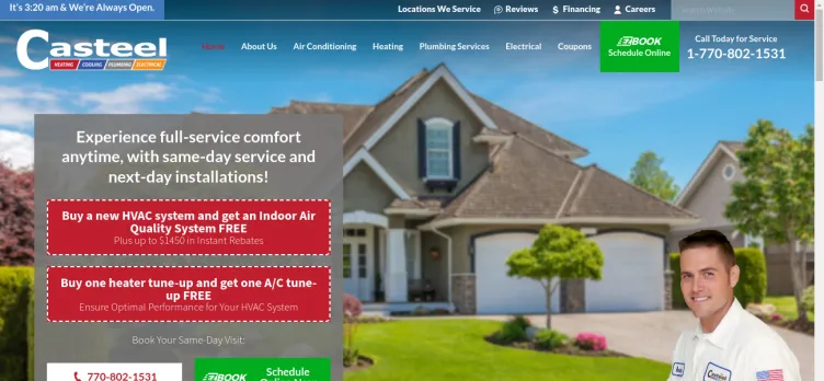 Screenshot Casteel Heating, Cooling, Plumbing & Electrical