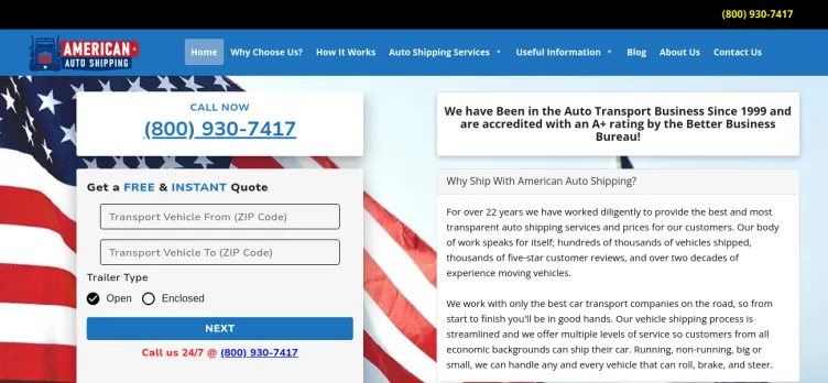 Screenshot American Auto Shipping