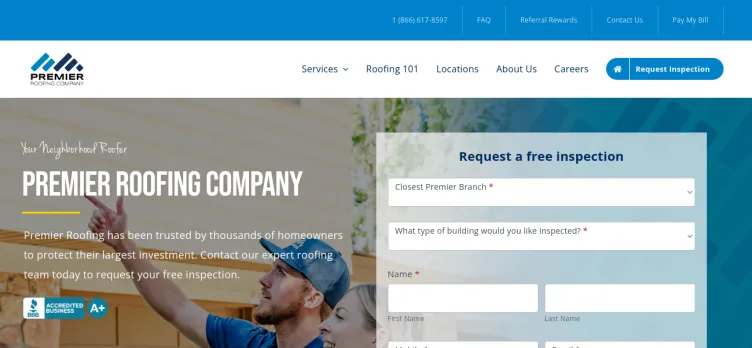 Screenshot Premier Roofing Company