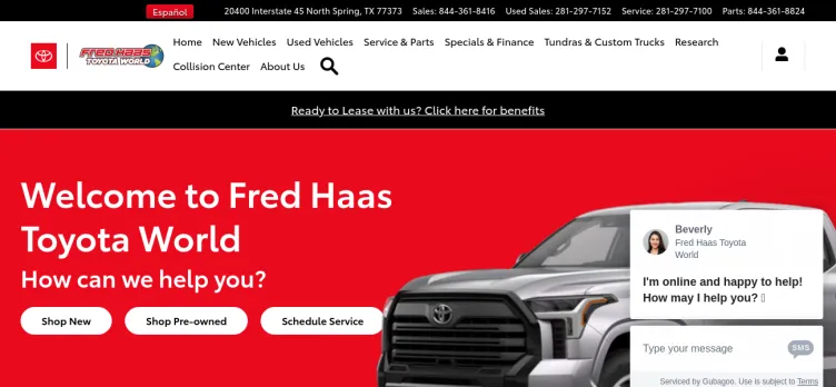 Screenshot Fred Haas Toyota World