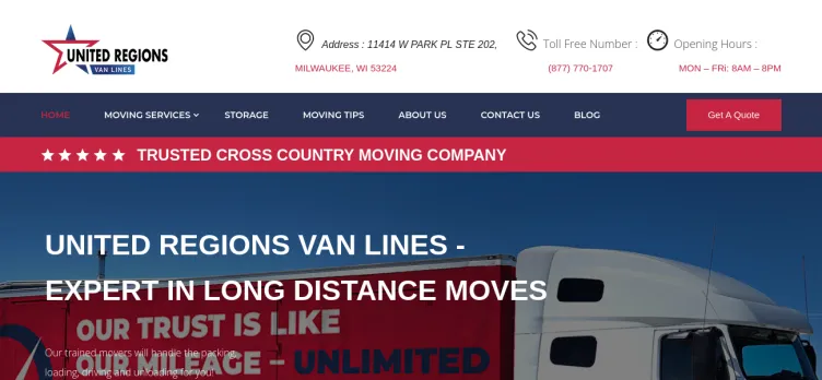 Screenshot United Regions Van Lines