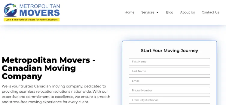 Screenshot MetropolitanMovers.ca