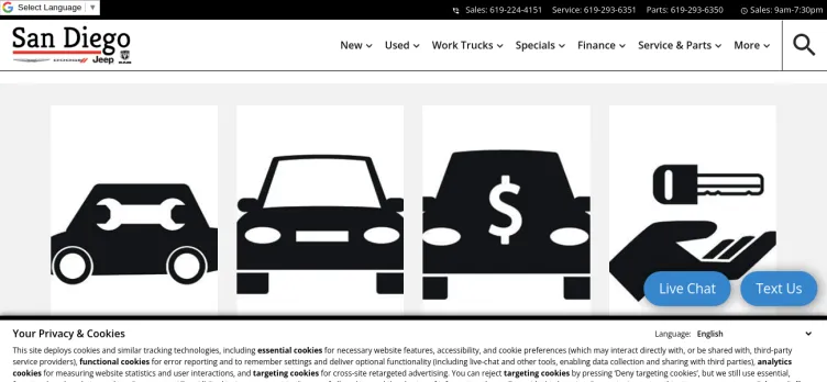 Screenshot San Diego Chrysler Dodge Jeep Ram