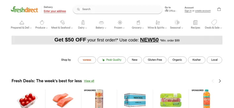 Screenshot FreshDirect