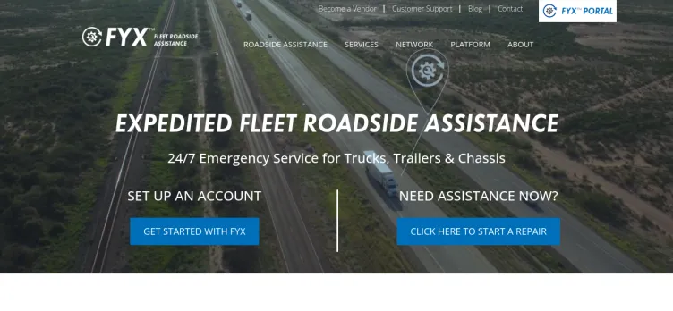 Screenshot FYX Fleet Roadside Assistance