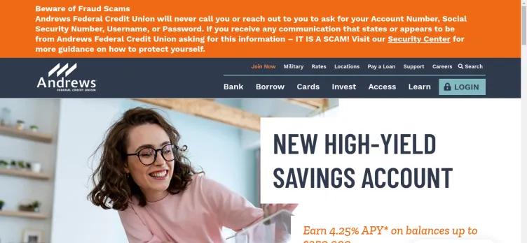 Screenshot Andrews Federal Credit Union