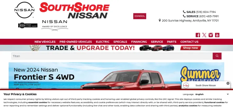 Screenshot South Shore Nissan