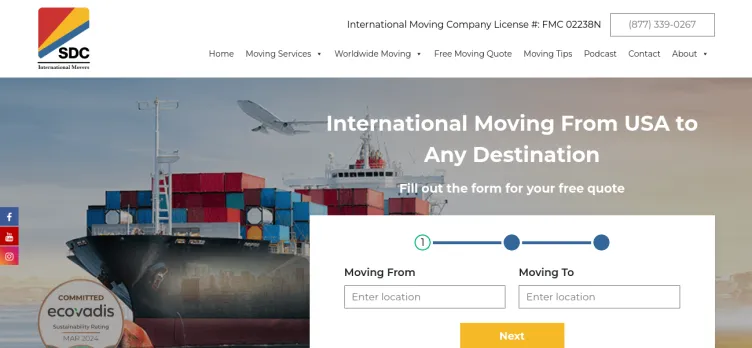 Screenshot SDC International Moving Company